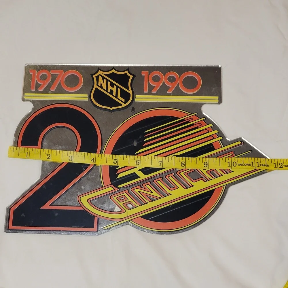 Vintage Vancouver Canucks 20th Anniversary NHL Mirror Sign 1970-1990 Skate Logo
